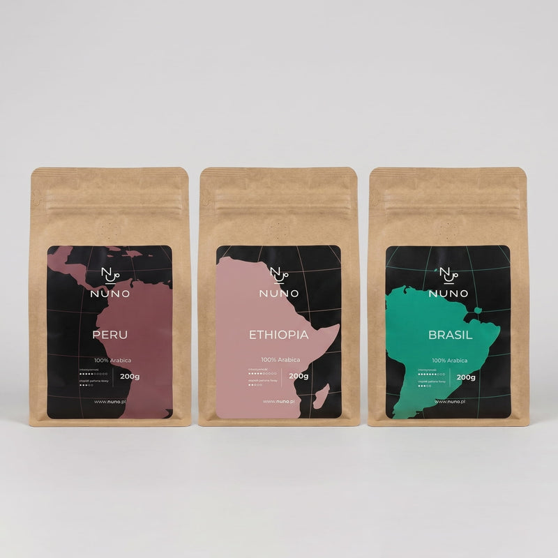 Zestaw 3 kaw Arabica z serii Nuno World - świeżo palona rzemieślnicza kawa speciality Nuno