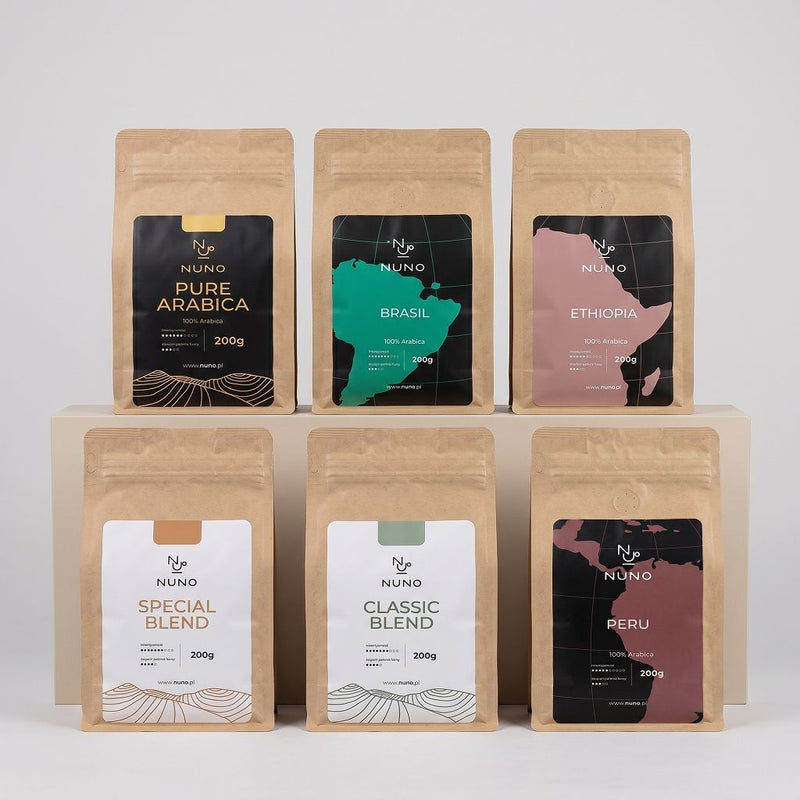 Zestaw 6 kaw - Blendów Arabica/Robusta Nuno - świeżo palona rzemieślnicza kawa speciality Nuno