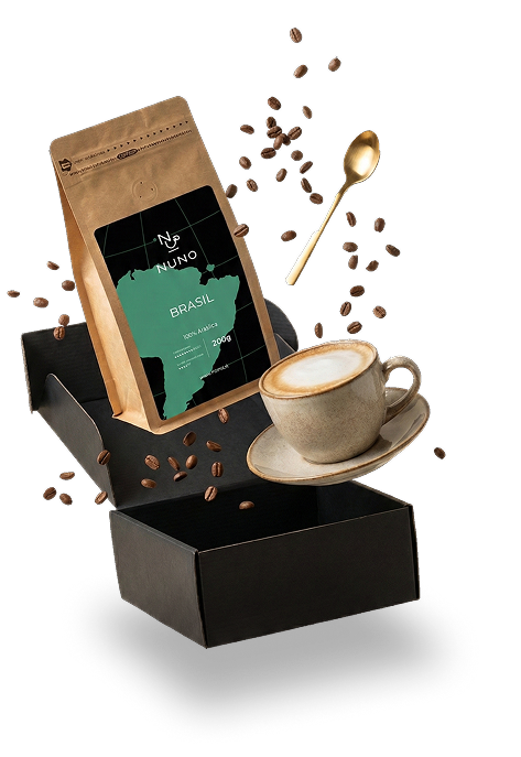 Zestaw startowy świeżo palonej kawy ziarnistej Nuno z filiżanką espresso