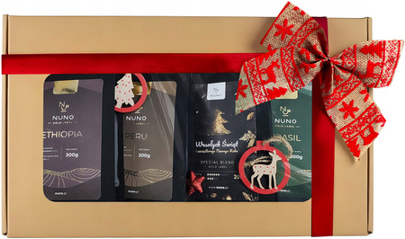 Kawa ziarnista Zestaw 4x200g Nuno GOLD - Świąteczny, prezentowy