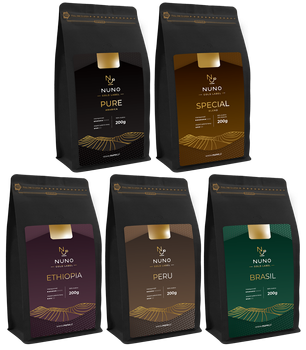 ZESTAW KAW ŚWIEŻO PALONYCH 100% ARABIKA NUNO GOLD LABEL 5X200G