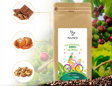 KAWA ZIARNISTA 1kg 100% Arabica ŚWIEŻO PALONA Prezent Na Dzień Babci NUNO