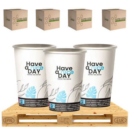 HAVE A NICE DAY-KUBEK 340 ML, JEDNORAZOWY KUBEK PAPIEROWY 340 ML - PALETA (25440 szt.)