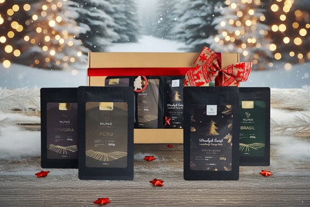 Kawa ziarnista Zestaw 4x200g Nuno GOLD - Świąteczny, prezentowy